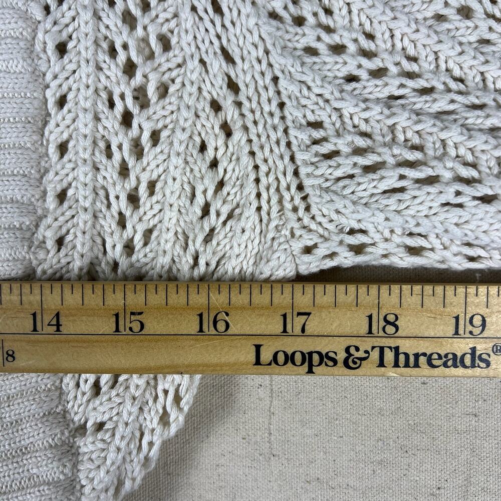 Y2K White House Black Market Ivory Open Knit Cropped Shrug M Bell Sleeve Sweater - Picture 9 of 13
